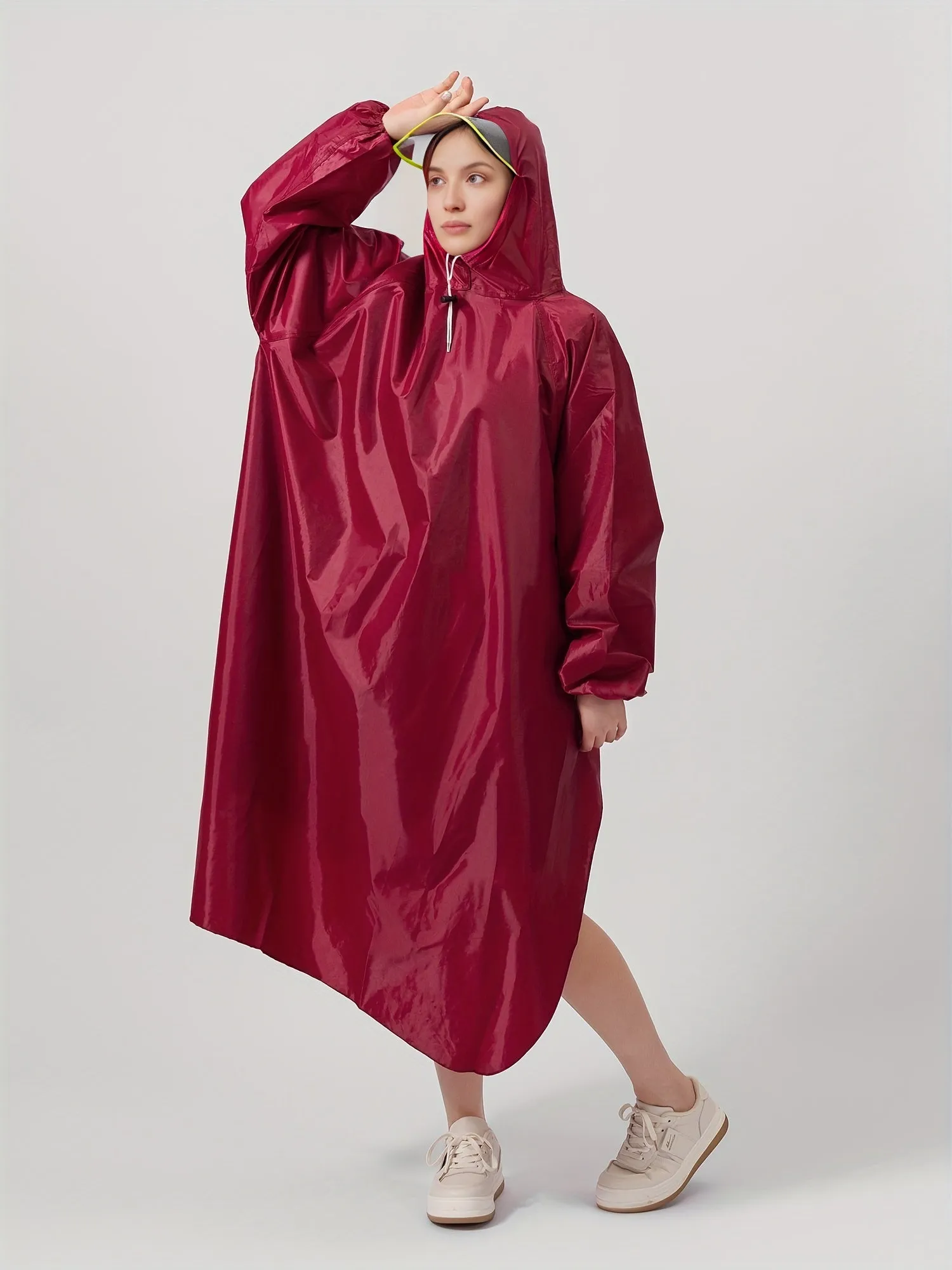 Waterproof Reusable Unisex Rain Poncho with Adjustable Hood for Cycling, Motorcycle Riding, and Outdoor Activities - Durable, Lightweight, and Compact Design - Easy to Carry and Store