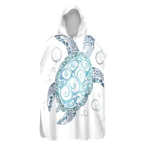 White Turtle Twist Hooded Beach Poncho