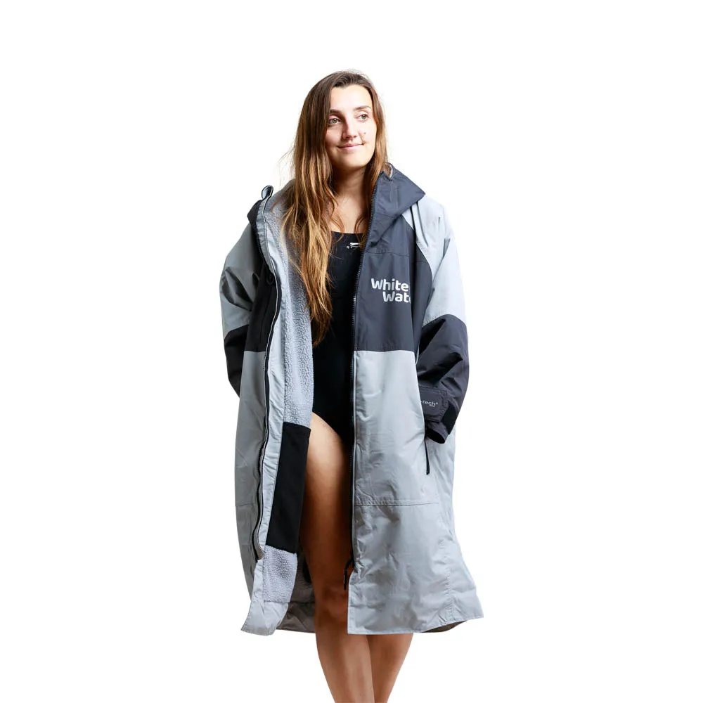 White Water Hard Shell Drying / Changing Robe - Grey/Black/Grey Lining