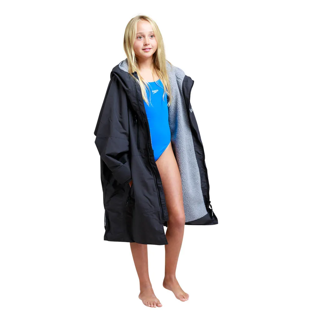 White Water Kids Hard Shell Childrens Drying / Changing Robe - Black/Grey Lining