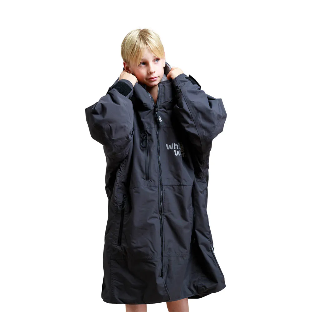 White Water Kids Hard Shell Childrens Drying / Changing Robe - Black/Grey Lining