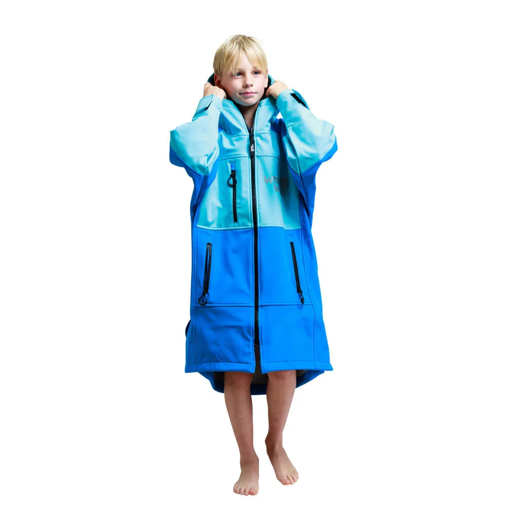 White Water Kids Soft Shell Childrens Drying / Changing Robe - Cobalt/Grey Lining