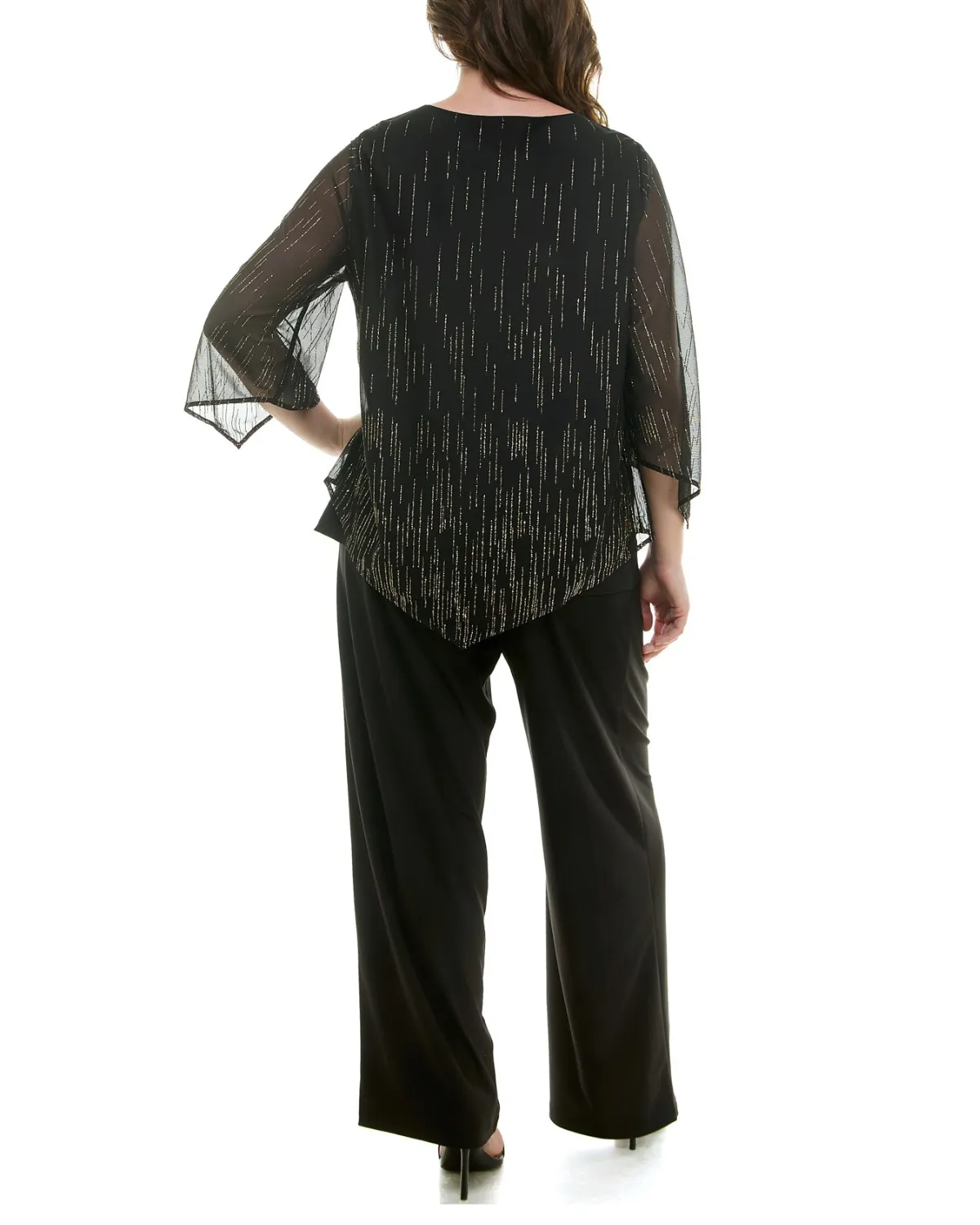 Winslow Plus Size 2 Piece V-Neck Poncho Top and Straight Pant Set - G12224s972x