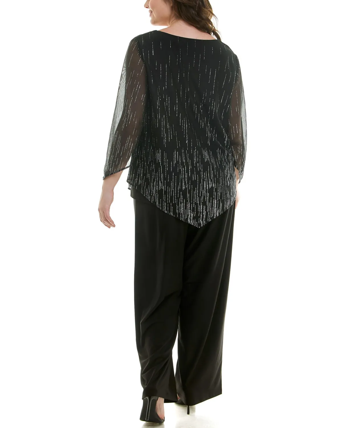 Winslow Plus Size 2 Piece V-Neck Poncho Top and Straight Pant Set - G12224s972x