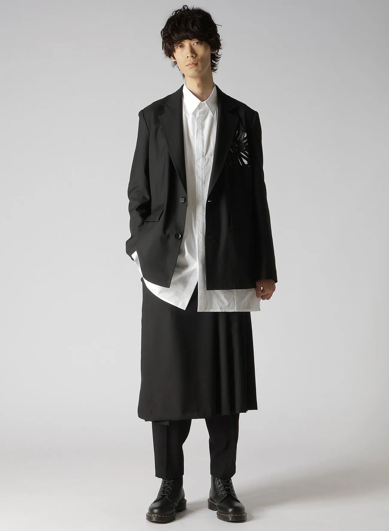 WOOL POLYESTER GABARDINE WRAPPED TUCK SKIRT