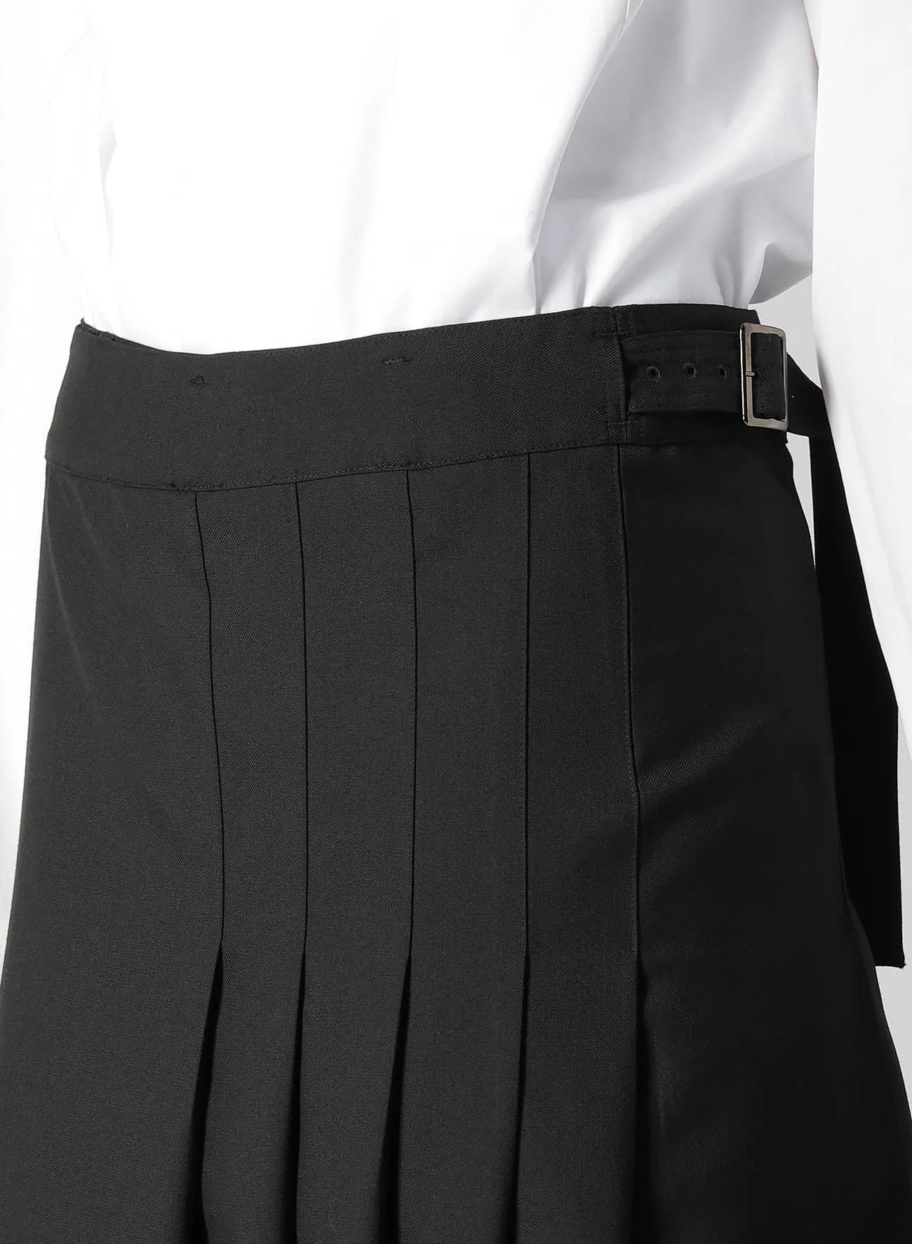 WOOL POLYESTER GABARDINE WRAPPED TUCK SKIRT