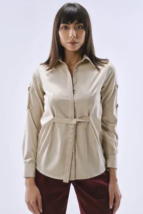 Workwear Collared Neck Belted Shirt