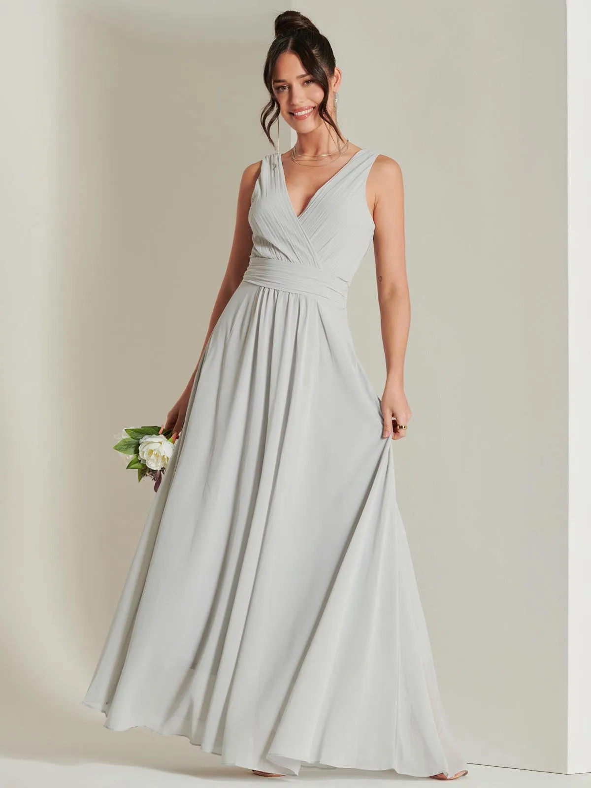 Wrap Bodice Chiffon Maxi Dress, Dove