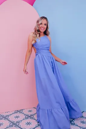 Wrapped In Style Tie Back Maxi Dress - Blue