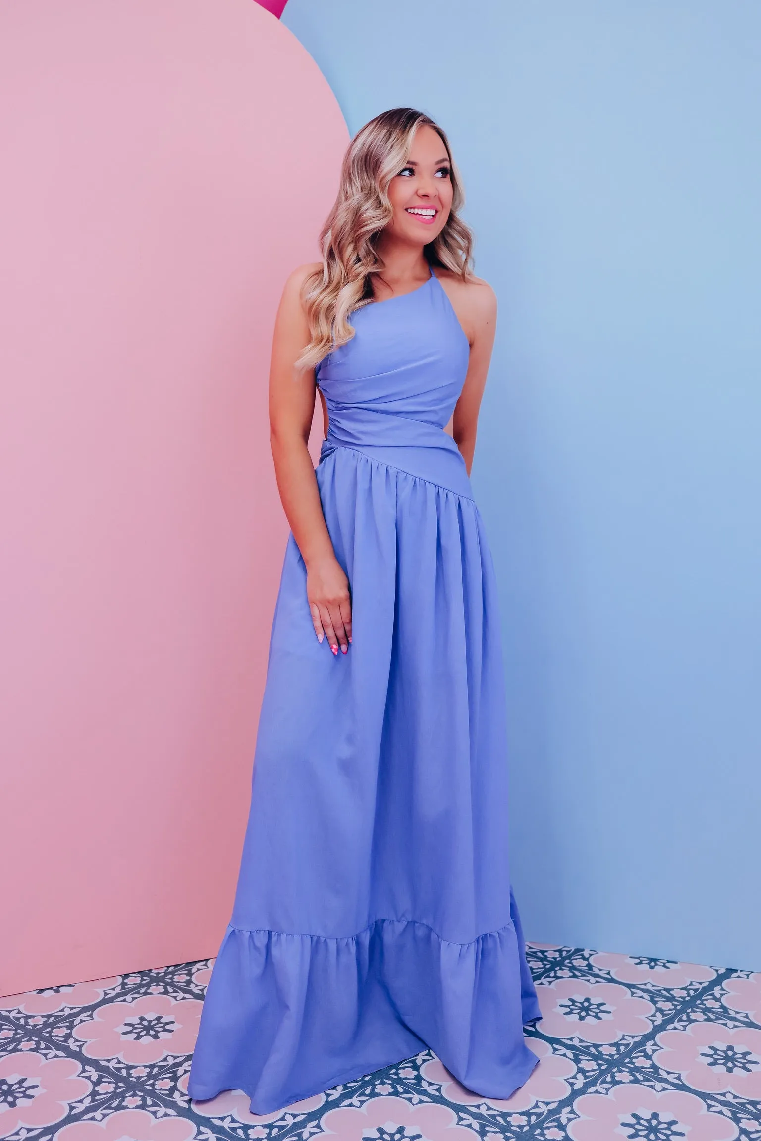 Wrapped In Style Tie Back Maxi Dress - Blue