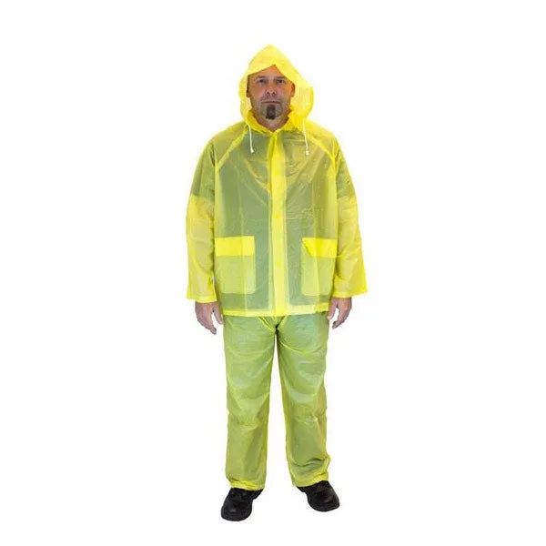 Yellow 3-Piece PVC Lightweight Rain Suit - 10 mil (S - 3X Available)