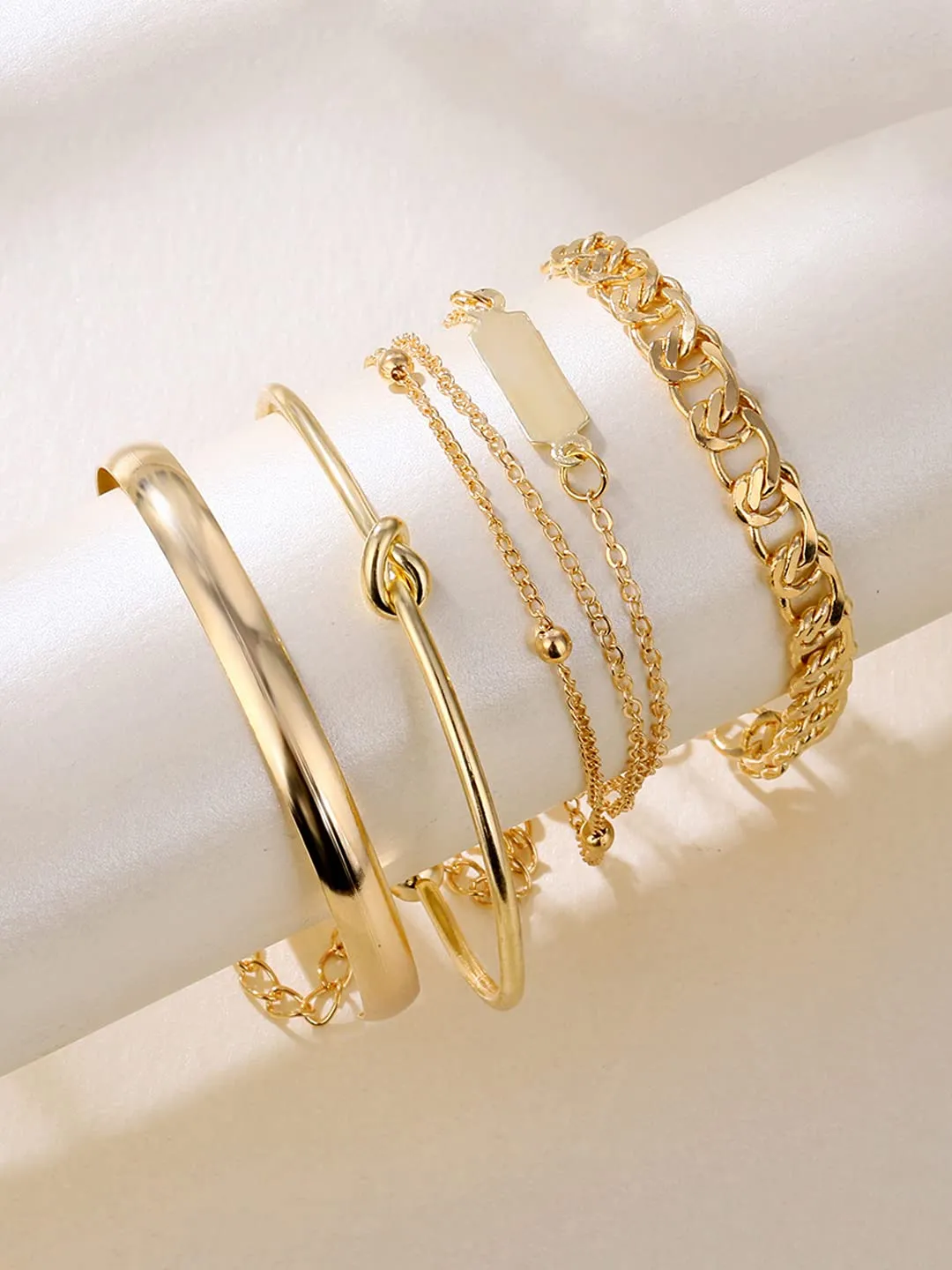 Yellow Chimes Combo Bracelets for Women 5 Pcs Gold Plated Combo Multilayered Chain Bracelet Set For Women and Girls