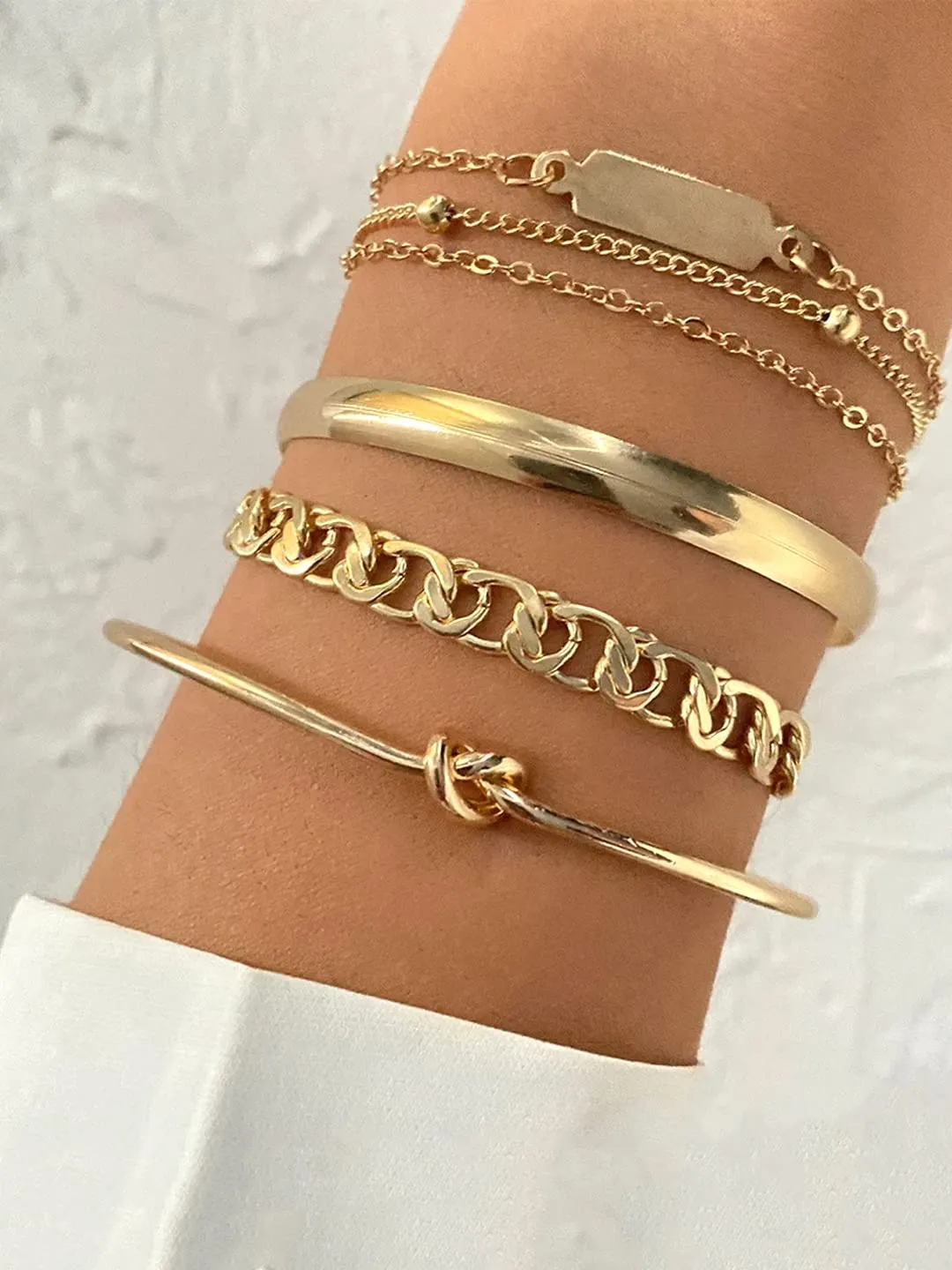 Yellow Chimes Combo Bracelets for Women 5 Pcs Gold Plated Combo Multilayered Chain Bracelet Set For Women and Girls