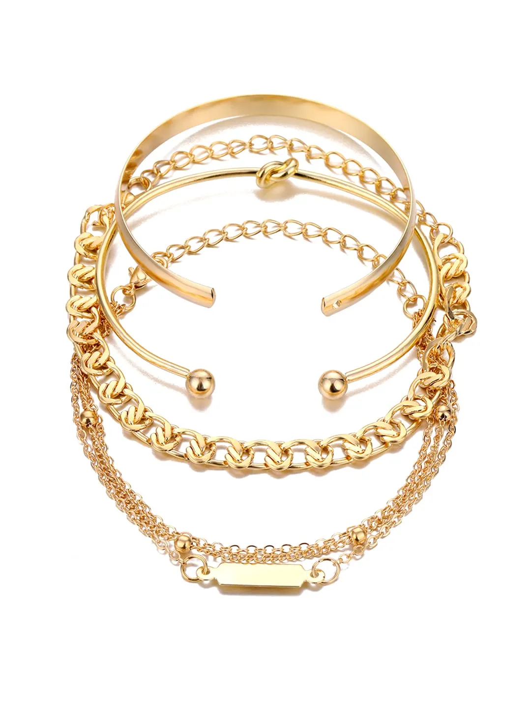 Yellow Chimes Combo Bracelets for Women 5 Pcs Gold Plated Combo Multilayered Chain Bracelet Set For Women and Girls